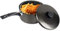 Beaugec Large Chip Pan with Basket - Durable Non Stick Deep Fryer Saucepan – Heavy Duty Pan with Plastic Handles and Lid for Kitchen, Cooking, Potato Chips (Black, 22cm)