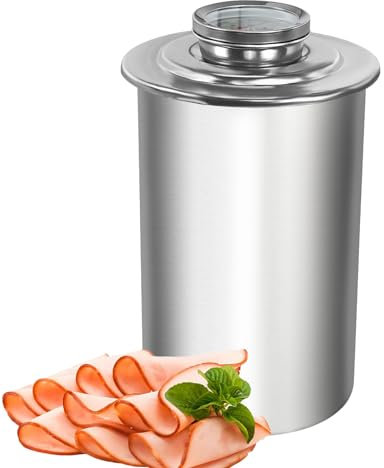Joyeee Edelstahl Druck Schinkenkocher, Schinkenpresse Hausgemachte Fleisch Presse mit Fleischthermometer zum Kochen Gesunde Schinken Wurst Aufschnitt Deli Bacon Sandwich, Küche Schinkenkocher Pot#3