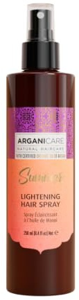 Arganicare Spray Éclaircissant, Aufhellendes Haarspray mit Monoï-Öl, 250ml, Natürlicher Sonneneffekt für Blonde bis Braune Haare, Feuchtigkeitsspendend, Made in France