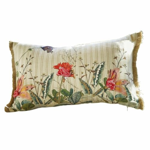 Loberon Kissenhülle Floriania, bunt | aufwendig Bestickt, erhabene Textur, ländlicher Charme, Kissenbezug, Wohn-Accessoire, Baumwolle, Acryl, Jute