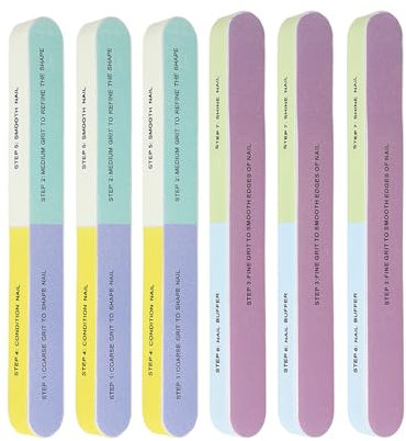 10 Limas de Uñas Reutilizables, Lavables, Multifuncionales, 7 Pasos, Limas de Uñas Profesionales para Pulir Uñas para Uso Doméstico y en Salón