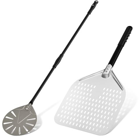 G.a HOMEFAVOR 12 Pulgadas Pala para Pizza Horno, Profesional 8 Pulgadas Pala para Pizzas Aluminio con Mango Retirable para Celebración