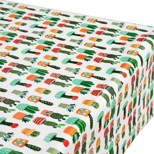 Cofan Rouleau de nappe anti-taches Motif cactus Matériaux : vinyle et polyester Imperméable Facile à nettoyer Dimensions : 1,40 x 20 m