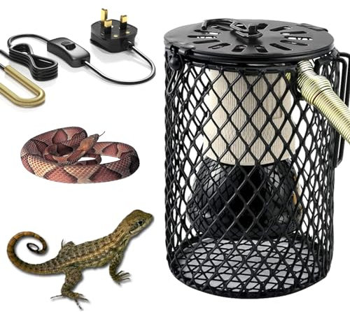 MetalNuts Reptile Heat Lamp - 100W Ceramic Holder for Tortoise, Lizard, Snake With Safe Infrared Heater - Perfect for Terrariums