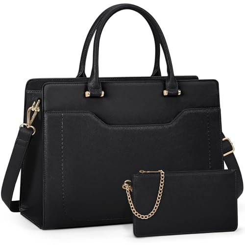 RAINSMORE Sac Cabas Femme Grand Sac A Main Pour Les Cours Lycee PU Cuir sac Fourre Tout Femme Sac Bandoulieres pour Cours Affaires Travail Noir