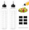 2 Stück Quetschflasche 250ml,Squeeze Flasche mit Drehverschluss,Saucenflasche mit Skala,Dosierflasche Mit 8 Aufkleber und 1 Flüssiger Weißer Stift für Flüssige Gewürze Sauce,Ketchup,Öl,Soja,Essig