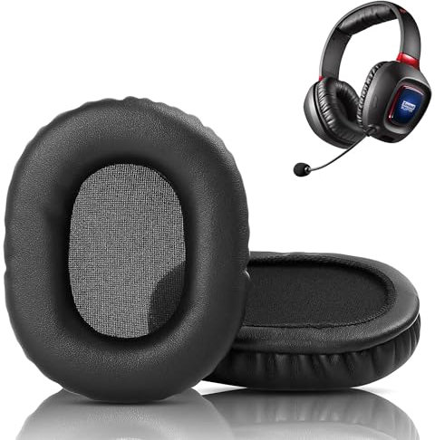 HTINDUSTRY Ersatz-Ohrpolster Kompatibel mit Soundblaster Tactic3D Rage Wireless V2.0 Headset Ohrpolster mit weicherem Protein-Leder/Gedächtnis-Schaumstoff