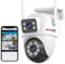 Outdoor Security Camera, 6MP Dual Lens CCTV Camera,IP66 Waterproof PTZ Home Security Outdoor Camera, 2.4G WiFi Wired Camera Auto Tracking,Motion Detection,Color Night Vision, 2 Ways Talk, SD/Cloud