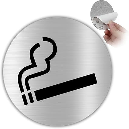 LEIASA | Selbstklebendes „Rauchen erlaubt“-Schild - Dicke 0,6 mm - Durchmesser Ø 100 mm - Aluminium - „Rauchen erlaubt“-Beschilderung - Raucherbereich - (Schild Rauchen erlaubt)