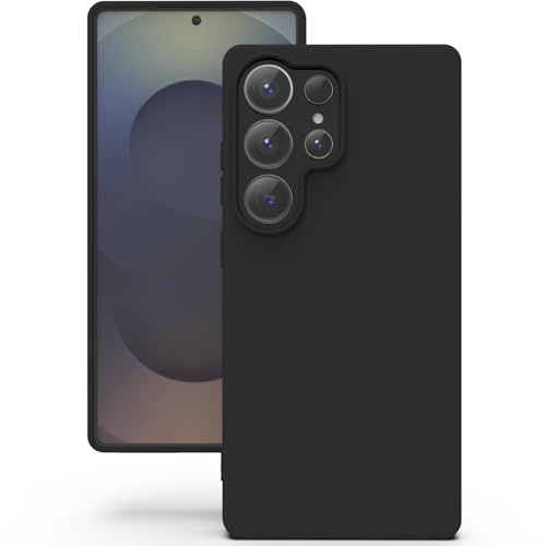 YATWIN Coque pour Samsung Galaxy S25 Ultra, Coque TPU Aspect Silicone Liquide avec Doublure, Protection Caméra et Écran 1mm, Fine et Légère, Anti-Rayures, Noir
