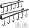 SHUNNBUY 2Pcs Cup Holder Under Cabinet 6 Hooks Shelf Cup Mug Hanger Coffee Tea Cup Under Cupboard Mug Holder Under Shelf Mug Drying Holder Cup Racks with 2 Adhesive Screws for Kitchen Cupboard