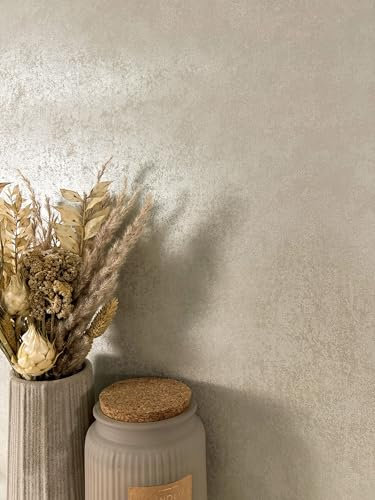 Newroom Tapete grundfarbe Vliestapete Beton-Optik - Betonwand Modern Silber Metallic Putz Metallic Glamour inkl. Tapezier-Ratgeber