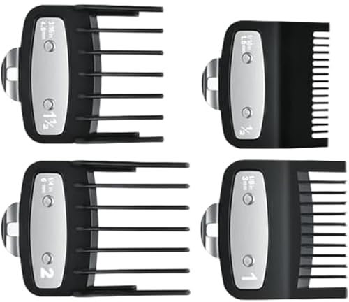 4 Stück Haarschneidemaschine,Aufsätze für Wahl,Haarschneider Begrenzungskamm Messerersatz FüHrungskämme,Clipper,Guards Magic Clip Trimmer Rasierer,Bartschneider Aufsteckkamm-Set,Aufsteckkämme