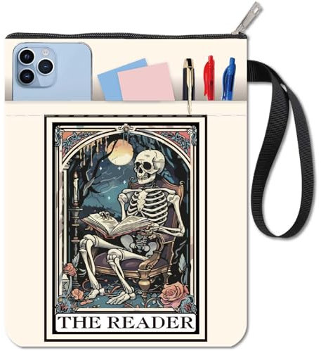 CRASPIRE Crâne Housse de Livre Housse de Livre Halloween Housse de Protection de Livre Vintage pour Livre de Broche Tissu Lavable Ceinture de Livre en Tissu Fermeture éclair et Poche à Manches Extra