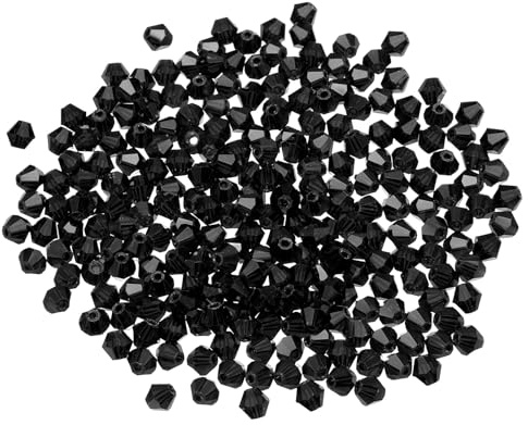 PATIKIL 250 Stück Facettierte Glasperlen, 6mm Kristall Facettierte Perlen, Kristallperlen Zum Auffädeln, Doppelkegel Perlen für Armband, Halskette, Schmuckherstellung DIY, Schwarz