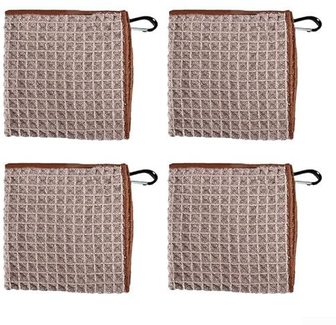 Reinigungstücher Set mit 4 Stück für Kaffeemaschinen und den allgemeinen Gebrauch in der Küche, inklusive praktischen Umhängebändern zum Aufhängen (klein, quadratisch, braun)