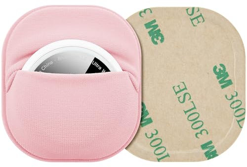 2er-Pack für Airtag & Moto-Tag-Klebehalterung, für Apple Air Tags GPS-Halterung aus Stoff mit 3M-Klebeaufkleber zum Aufkleben auf Geldbörse/TV-Fernbedienung/Auto/Gepäcktaschen/Drohnen, leicht, Pink