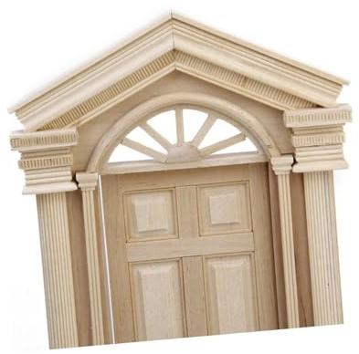 Toddmomy Miniatur Puppenhaus Holztür mit Spitzgiebel Einwärts Öffnend Traditionelles Design für Miniatur Wohnzimmer und DIY Möbel Zubehör