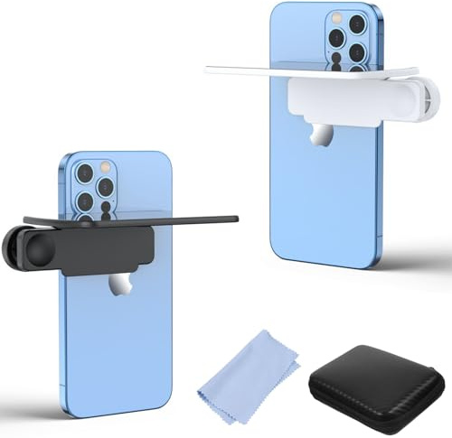 Saituo Home 2 Stück Telefonkamera Spiegelreflexionsclip Set | Smartphone Spiegel Clip Set, Handy-Shot-Clip-Zubehör, Verstellbare Klappspiegel Aus HD-Glas für Reisefotografie, Schwarz Weiß