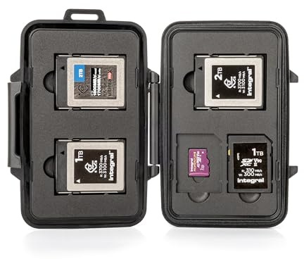Integral 7 Slots Memory Card Case – Holds 3 CFexpress, 2 SD and 2 Micro SD Cards (SDXC/SDHC), Shockproof Anti-Static Storage Box with Dust-Proof Seal, Durable and Portable Card Holder