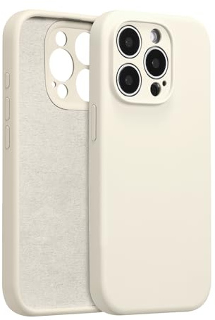 ZTOFERA Liquid Silicone Case for iPhone 15 Pro (6.1), Antique White | Anti-Scratch Soft Microfiber Lining, Fresh Solid Color, Lightweight, Full Camera Protection, Shockproof Protective Cover