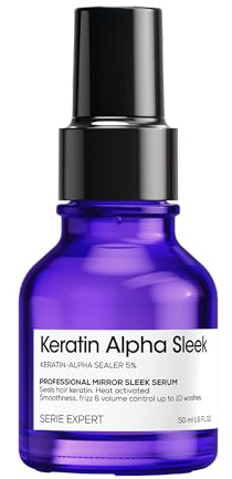 L'Oréal Professionnel, Keratin Alpha Mirror Sleek Serum, Anti-Frizz & Feuchtigkeit, Hitzeschutz, Mit 5% Keratin Sealer, Für Alle Haartypen, 50ml