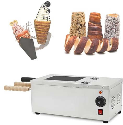 QuinteZhenTially Forno Camino Dolci Professionale,Chimney Cake Maker,Grill Elettrico Coni Gelato Acciaio Inox,Riscaldamento Temperatura Costante,per Caffetteria Negozi Snack,Pasticcerie