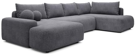 Vente-unique - Schlafsofa 8 Daviso - Polyester - anthrazitgrau