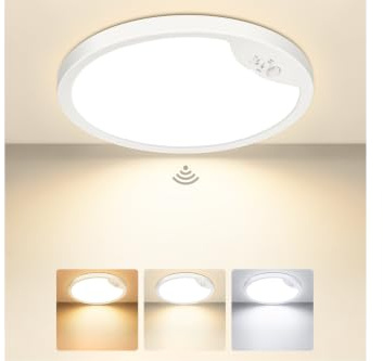 Mugust LED Deckenleuchte mit Bewegungsmelder, 18W Deckenlampe Bewegungssensor Innen, Rund Sensor Licht für Schlafzimmer, Flur, Küche, Badzimmer, Balkon, Keller, Garage, Treppe (22CM)