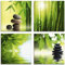 ARTland Wanddeko Glasbilder Wandbild Glas Bild Set 4 teilig je Quadratisch Asien Wellness Zen Spa Steine Bambus Steinpyramide Entspannung S6BJ