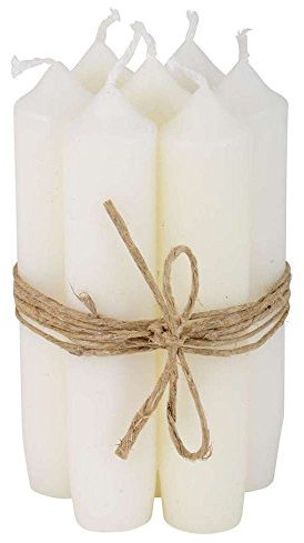 IB Laursen - Taper candles short candles - white - burn time: 4.5 hours - set of 6