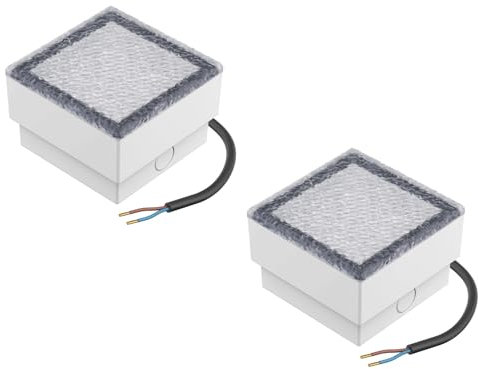 ledscom.de 2 pièces LED pavé encastré de sol CUS pour l'extérieur, IP67, carré, 10 x 10cm, blanc froid