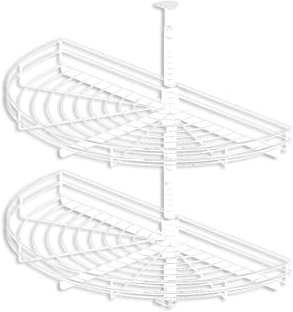 REJS Half Kitchen Cabinet 180 Degree Corner Carousel Storage System (White, Ø820)