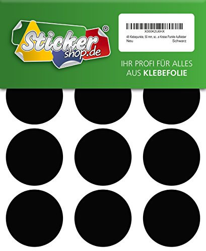 48 Klebepunkte, 50 mm, schwarz, aus PVC Folie, wetterfest, Markierungspunkte Kreise Punkte Aufkleber