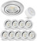 linovum 10er Set extra flache LED Einbaustrahler flach (34mm) Downlight in rund schwenkbar Edelstahl Optik mit 4W LED Modul warmweiß