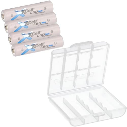 4er Pack AAA Akku LSD Basic NI-Mh 1,2V 800mAh + Akkubox Low self Discharge Akku neueste Generation von Micro Akku Batterien AKKUman Set (4er AAA + Box)