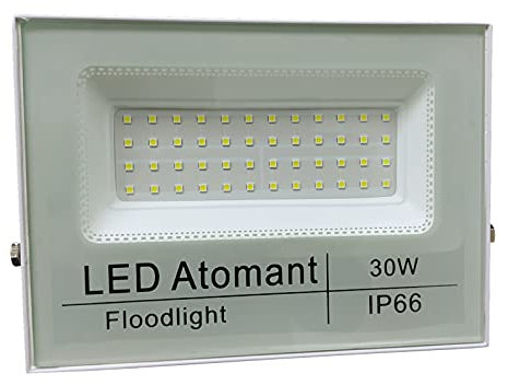 LED ATOMANT Foco Proyector LED Exterior 30W, Color Blanco Frio (6500K), Impermeable IP66, 3300 Lumenes, Foco Jardin, Luces LED Exterior