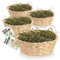 com-four® 4X Osterkörbchen mit Deko Gras und Eierfarbe - Osterkörbe mit echtem Bergwiesenheu - Bastkorb mit grünem Ostergras als Dekoration zu Ostern (Set Natur braun 3)
