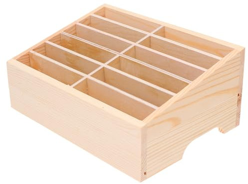 BESPORTBLE Wooden Desktop Storage Box 12 Grids Classroom Mobile Phone Storage Box Multiple Wood Cell Phone Holder Stands Desk Organizer for Teachers School Office