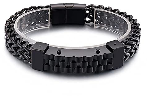 Aotiwe Kette Armband Herren, Gothik Schmuck Herren Uhrenarmband Im Hip Hop Stil Schwarz Edelstahl 215 X 11 mm