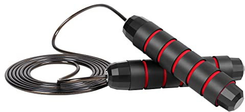 UPIRT Corde à sauter réglable pour le fitness, corde à sauter à vitesse rapide, roulements à billes sans nœuds, poignée antidérapante en mousse à mémoire de forme, corde à sauter pour femmes, hommes,