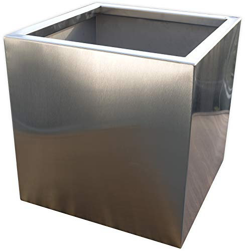 Köhko® Pot à fleurs design en acier inoxydable VIVO 46 x 46 x 38 cm - Pot de fleurs carré et grand format brossé mat