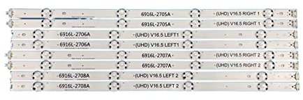 CARZE 8 Unids/Set Tira De LED For Iluminación Trasera Apto For LG 49LH570V 49LH5100 49LJ510M 49UH610V 49LH570 49LH590V 49UH603V 49UH620V 49LW340C 49LW340H Tiras de luz de Fondo de TV