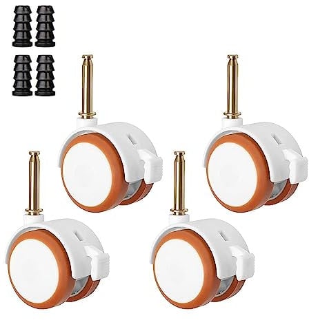 Exsbtay 4 Stück Lenkrollen für Kinderbetten, Räder mit Bremse Kinderbetten, Doppelrollen Kein Geräusch, für Stühle, Arbeitstische, Spielzeugregale, Kleine Sofas, Wiegen, Kinderwagen, Kinderwagen