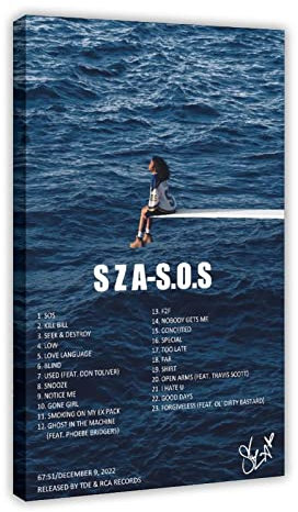 SZA Poster SOS Poster SZA Tracklist Album Cover Poster Leinwand Poster Schlafzimmer Dekor Sport Landschaft Büro Zimmer Dekor Geschenk Rahmenstil 20 x 30 cm