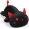 Yeqivo Nette Plüsch Katze Gefülltes Tier Kätzchen Weiche Anime Liegende Schwarze Kitty Plüsch Spielzeug Umarmungskissen für Kinder (Schwarz Katze, 30CM)