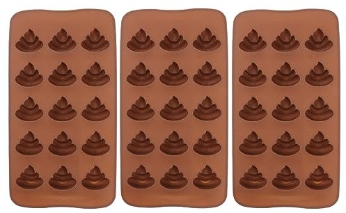 Kichvoe Poop-Silikonform 3 Stück Lustige Poop-Formen Süße Schokoladenform Geleeform Süßigkeiten-Backformen Eiswürfelformen 15 Mulden Süßigkeiten-Dessertform Für Kuchen Süßigkeiten Fondant