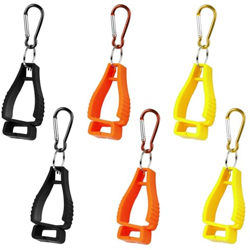 6stk Handschuh Clips Halter, Handschuhe Halter mit Karabinerhaken, Arbeitshandschuh Grabber Clip Halter, Handschuhhalter mit Karabiner, Handschuh Grabber Halter (Gelb, Schwarz, Orange)