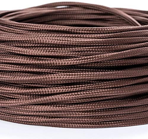 ORION LIGHTSTYLE 5 m / 5 m set, extra thin textile cable for chandeliers, colour brown, fabric cable with textile sheath, power cable thin/3-core, 3 x 0.75 mm², with ground conductor, lamp accessories