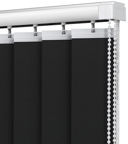 XINGWANGG Lamellenvorhang Schwarz Komplettset Vertikaljalousie Vertikalanlage Schiebevorhang Raumverdunkelnd Lichtdurchlässig Tür Fenster Lamellen Rollo,Breite x Höhe (70cm x 140cm)